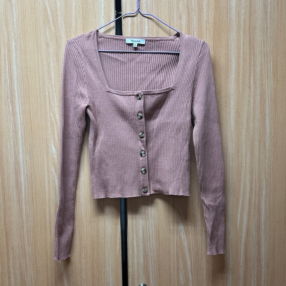Madewell Mauve Ribbed Cardigan